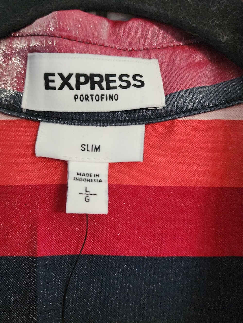 Express Portofino Metallic Multi-Color Vertical Stripe Roll-Tab Sleeve Button - Picture 2 of 7